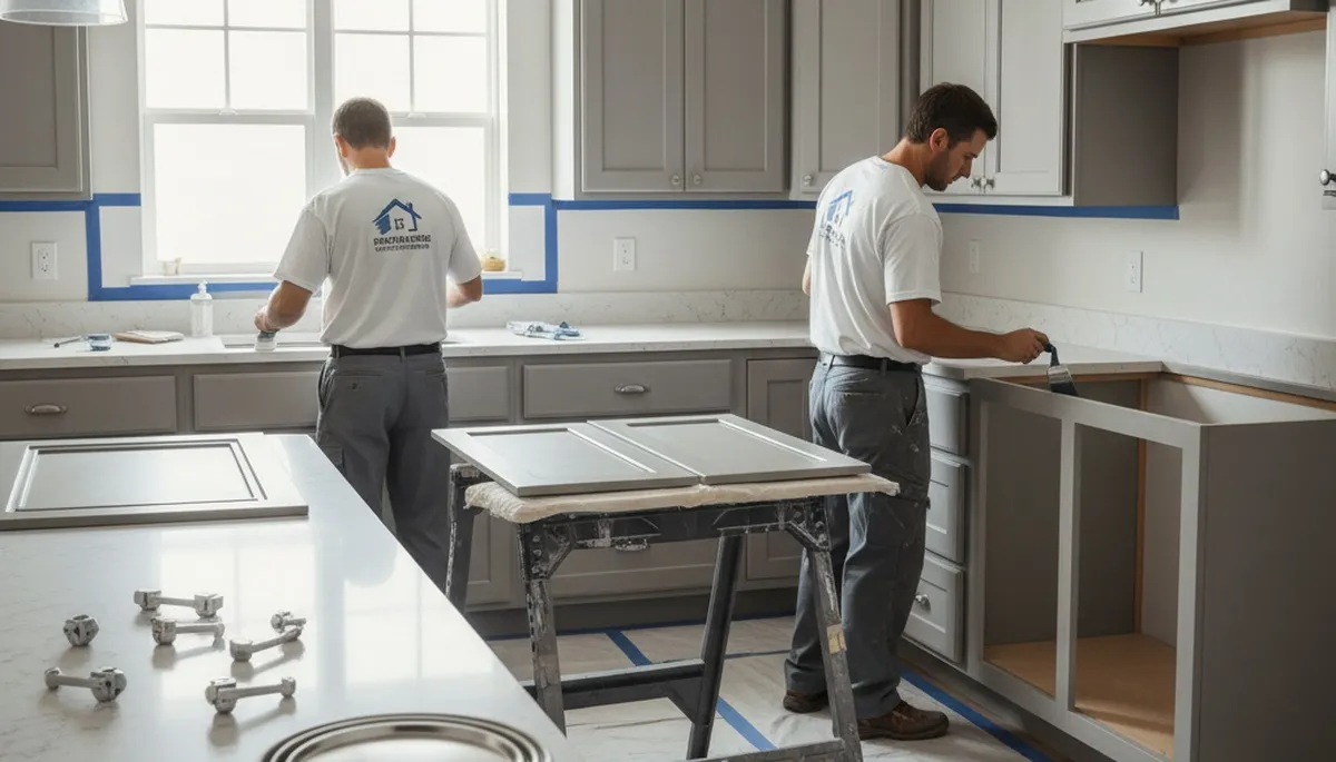 Cabinet painting in St Charles, MO by St Charles Paint Pros for durable kitchen finishes