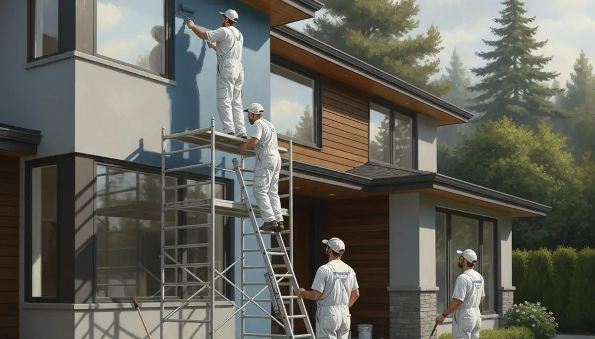 Exterior house painting in St Charles, MO by St Charles Paint Pros during a home exterior project