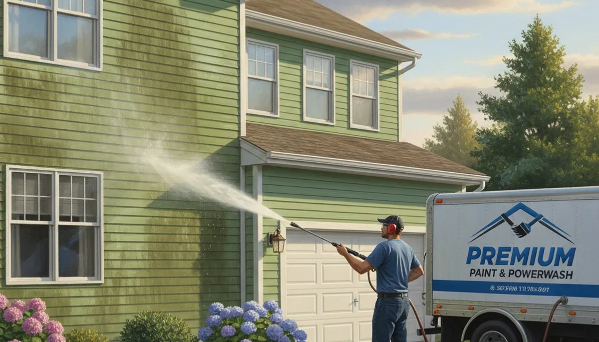 Vinyl siding pressure cleaning for a St Charles, MO home exterior by St Charles Paint Pros