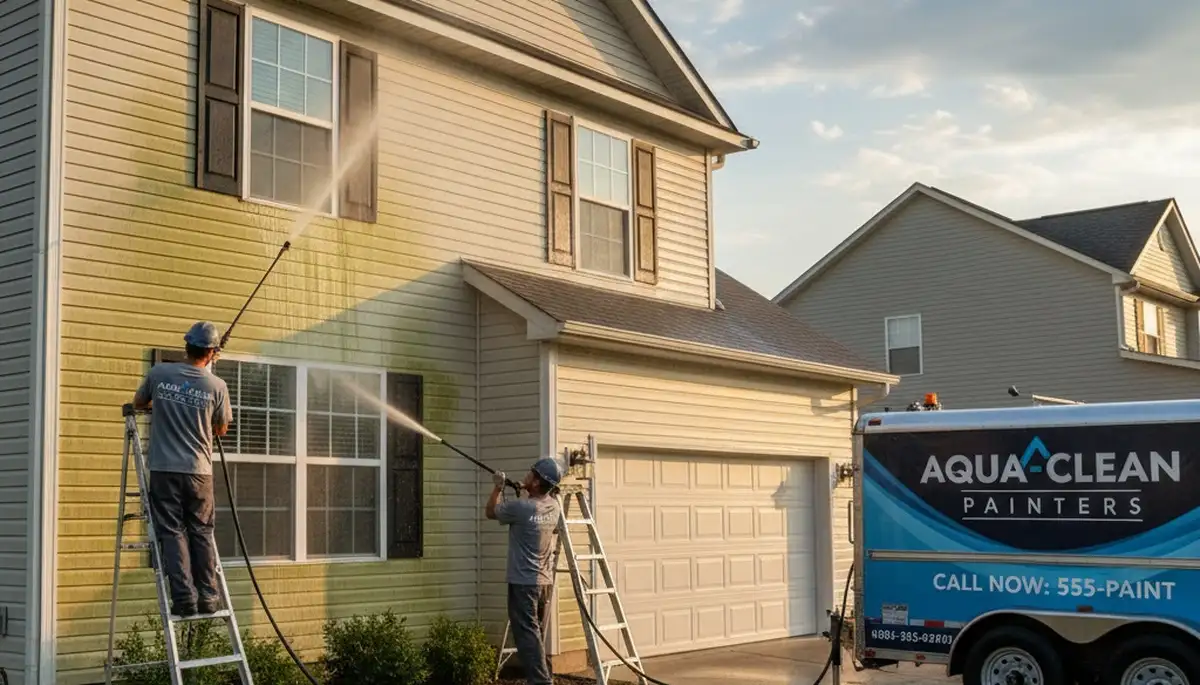 Vinyl siding pressure cleaning in St Charles, MO removes algae and dirt for a cleaner home exterior
